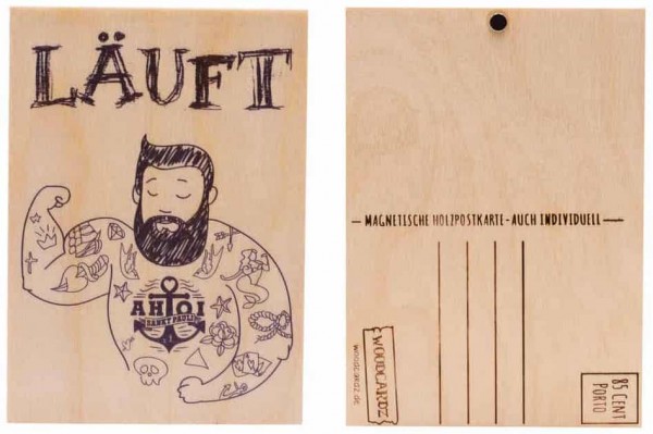 Holzpostkarte AHOI Sankt Pauli – LÄUFT
